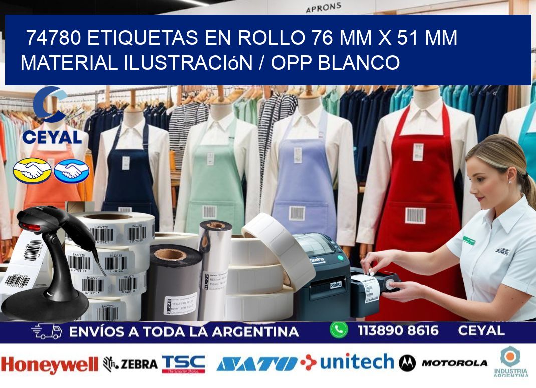 74780 Etiquetas en rollo 76 mm x 51 mm material Ilustración / OPP Blanco