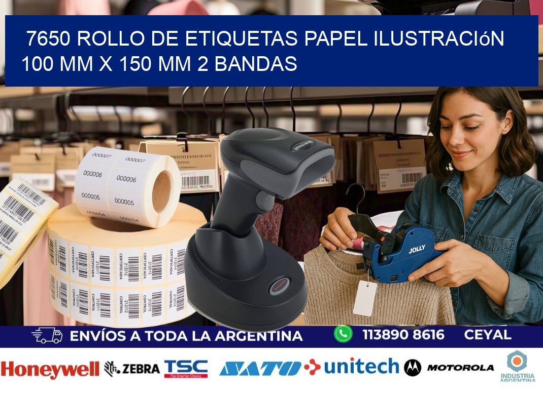 7650 Rollo de Etiquetas Papel Ilustración 100 mm x 150 mm 2 Bandas