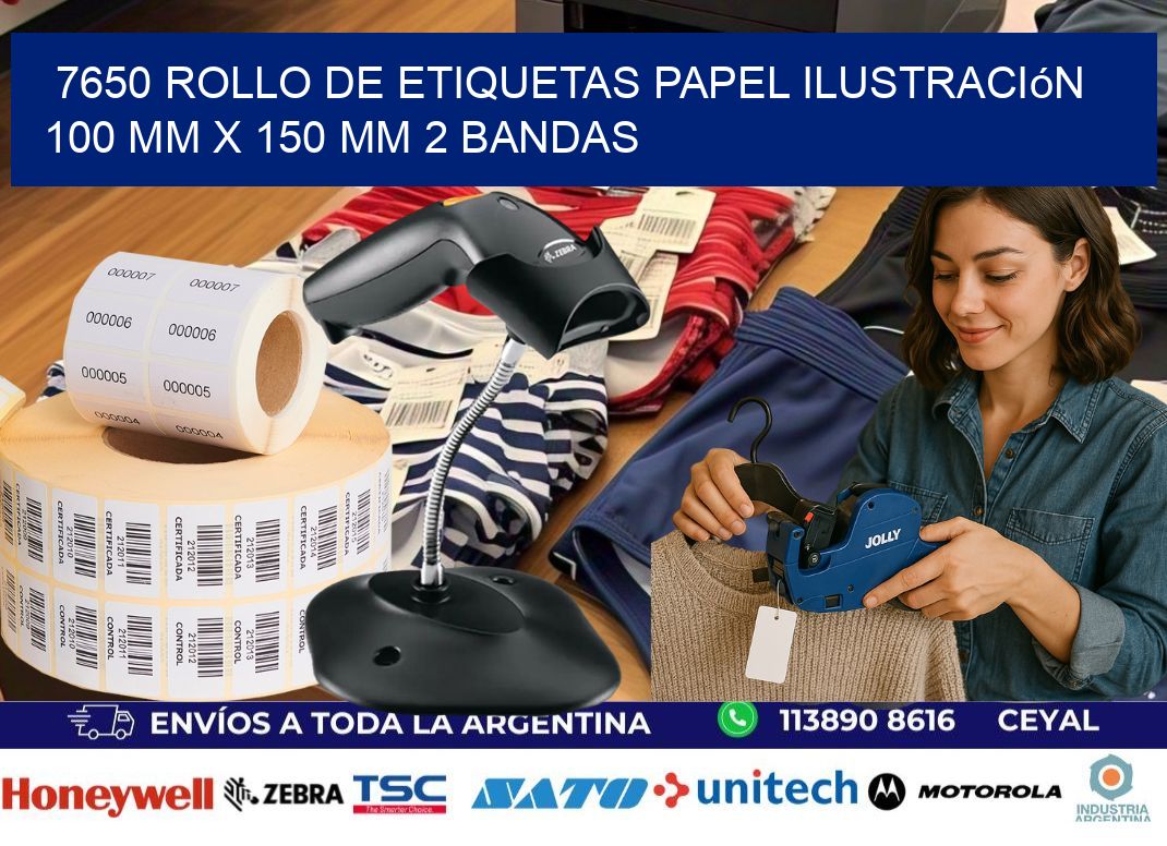 7650 Rollo de Etiquetas Papel Ilustración 100 mm x 150 mm 2 Bandas