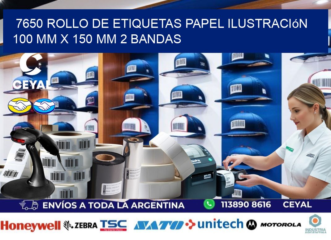 7650 Rollo de Etiquetas Papel Ilustración 100 mm x 150 mm 2 Bandas