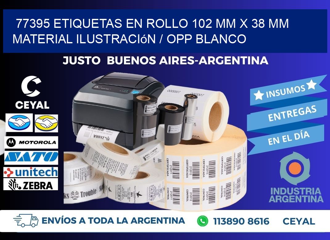 77395 Etiquetas en rollo 102 mm x 38 mm material Ilustración / OPP Blanco