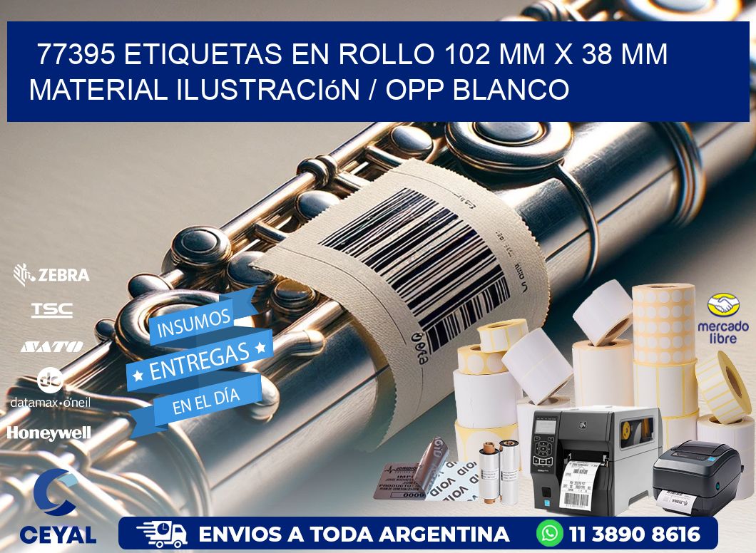77395 Etiquetas en rollo 102 mm x 38 mm material Ilustración / OPP Blanco