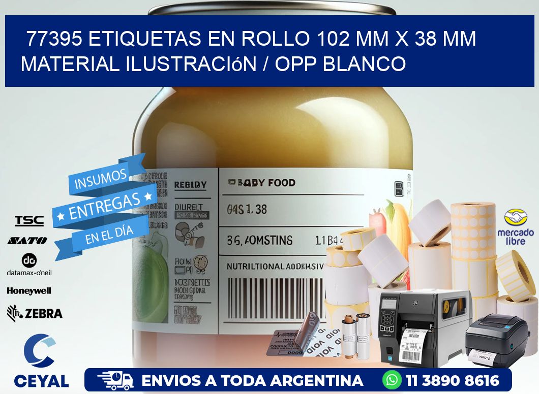 77395 Etiquetas en rollo 102 mm x 38 mm material Ilustración / OPP Blanco