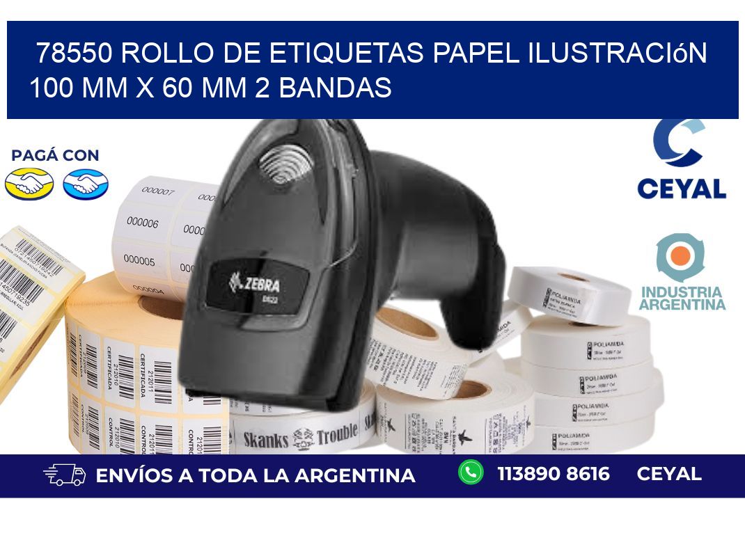 78550 Rollo de Etiquetas Papel Ilustración 100 mm x 60 mm 2 Bandas