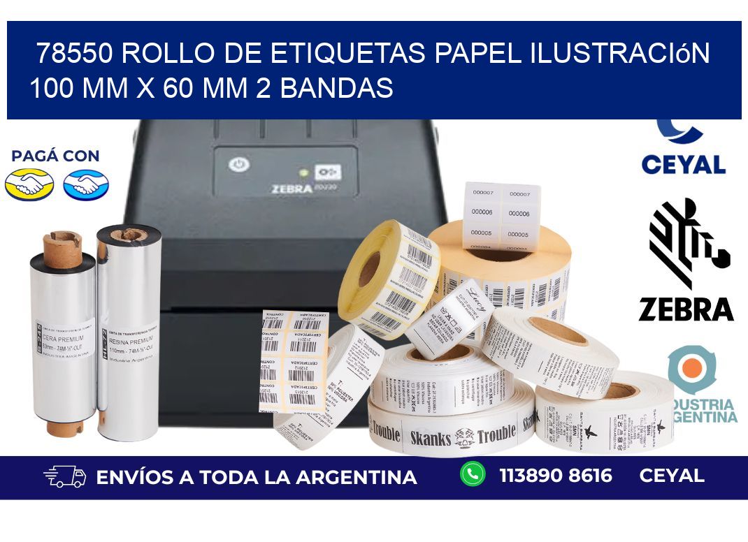 78550 Rollo de Etiquetas Papel Ilustración 100 mm x 60 mm 2 Bandas