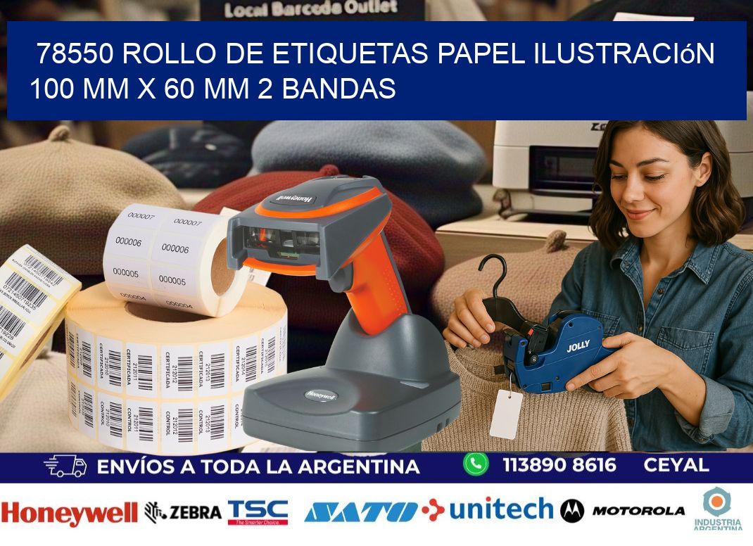 78550 Rollo de Etiquetas Papel Ilustración 100 mm x 60 mm 2 Bandas