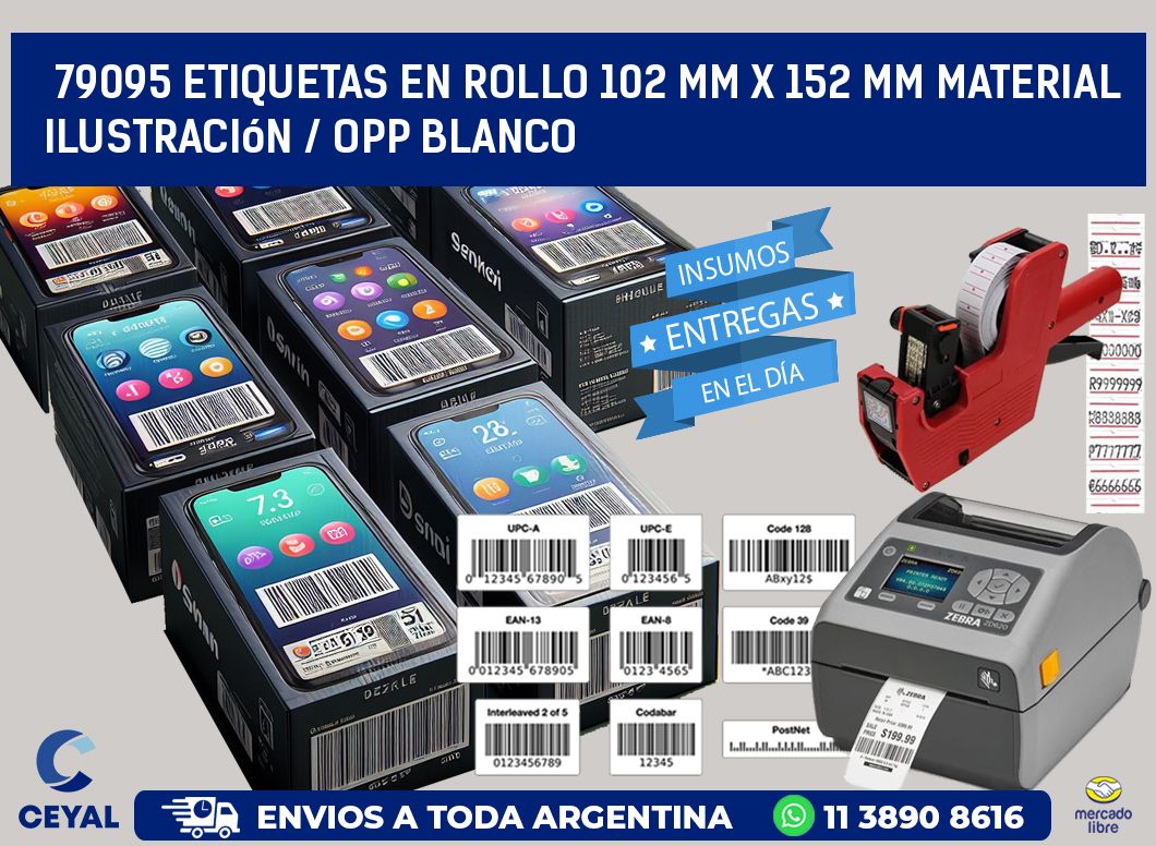 79095 Etiquetas en rollo 102 mm x 152 mm material Ilustración / OPP Blanco