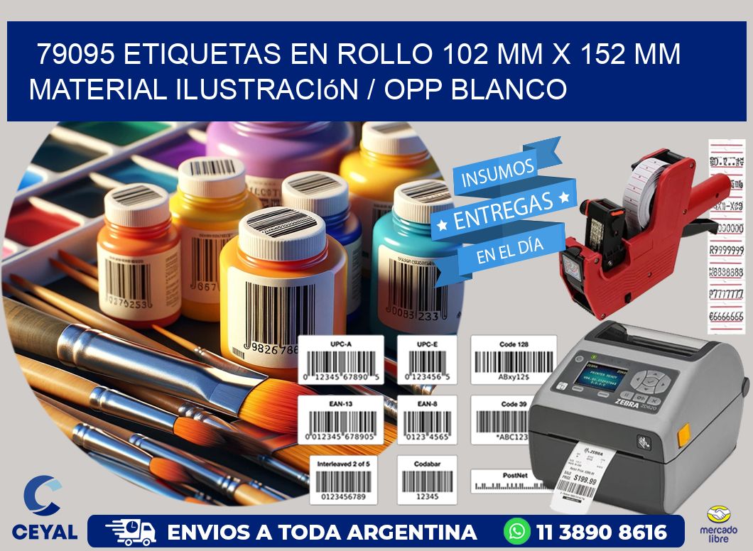 79095 Etiquetas en rollo 102 mm x 152 mm material Ilustración / OPP Blanco