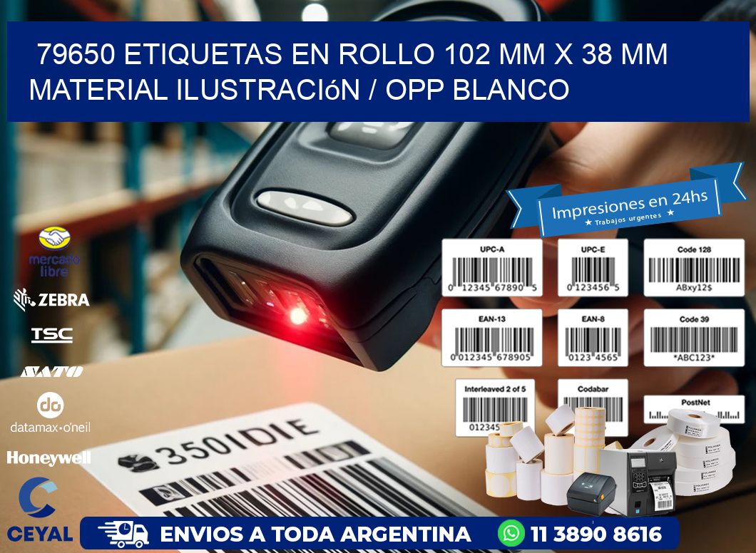 79650 Etiquetas en rollo 102 mm x 38 mm material Ilustración / OPP Blanco