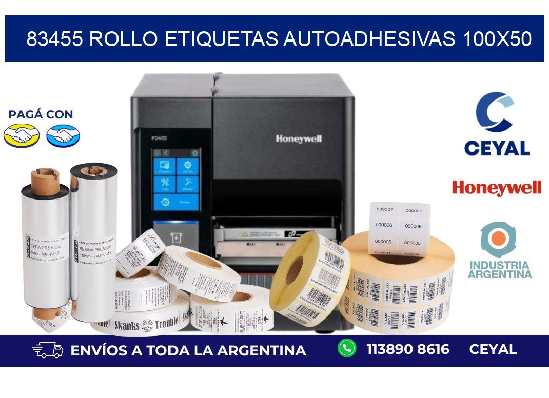 83455 Rollo Etiquetas autoadhesivas 100x50