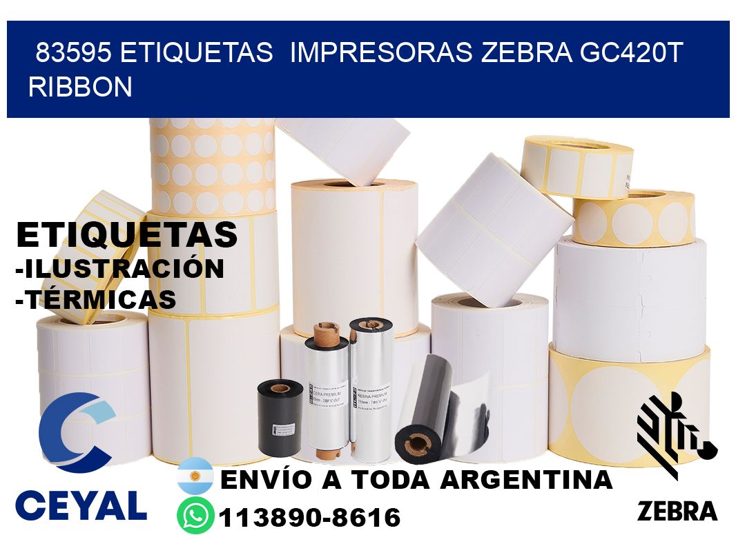83595 etiquetas impresoras zebra gc420t ribbon
