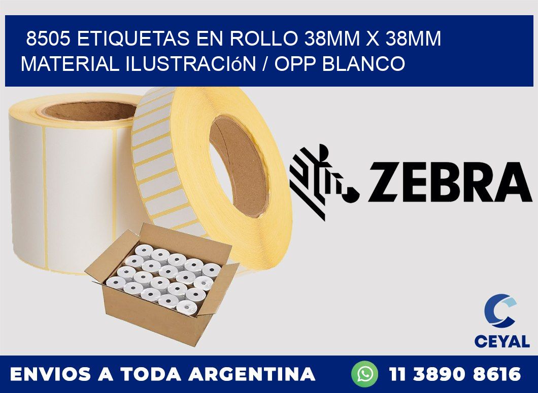 8505 Etiquetas en rollo 38mm x 38mm material Ilustración / OPP Blanco
