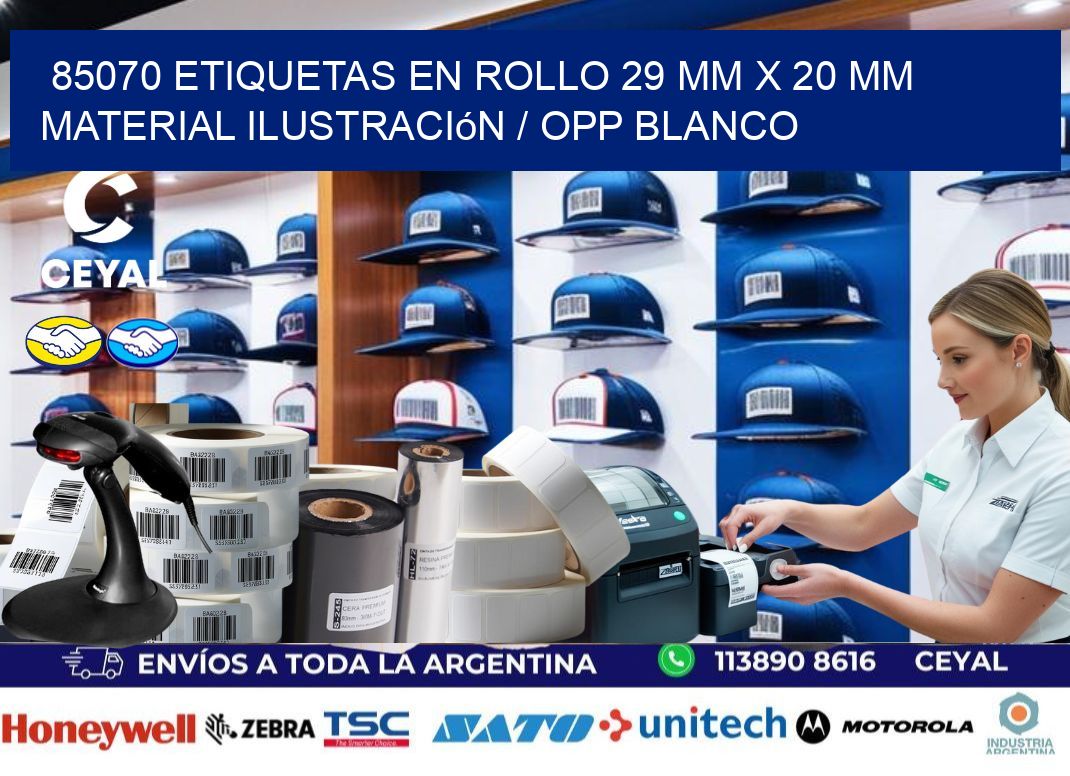 85070 Etiquetas en rollo 29 mm x 20 mm material Ilustración / OPP Blanco