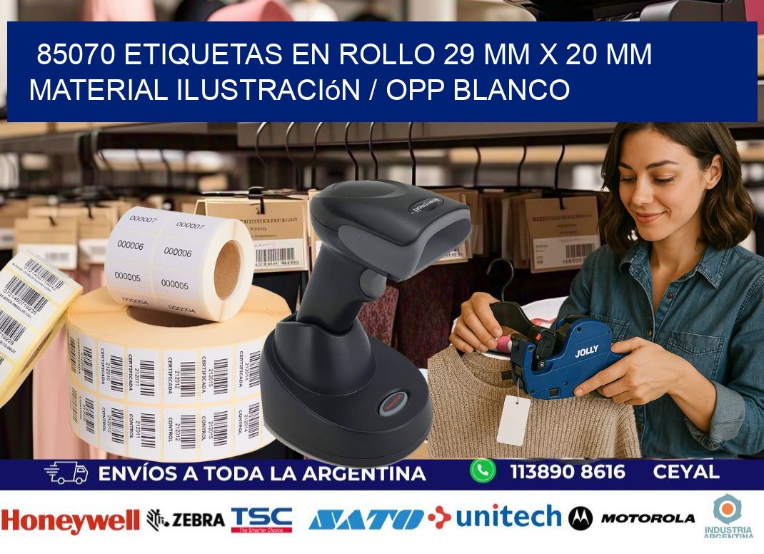 85070 Etiquetas en rollo 29 mm x 20 mm material Ilustración / OPP Blanco