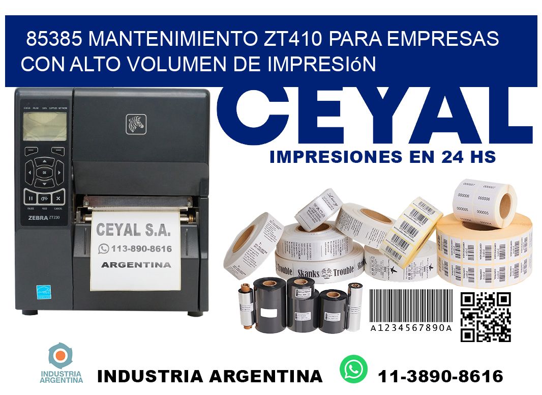 85385 mantenimiento zt410 para empresas con alto volumen de impresión
