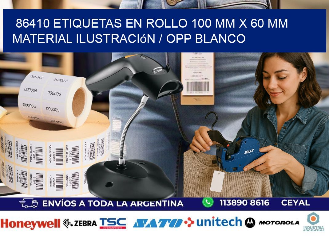 86410 Etiquetas en rollo 100 mm x 60 mm material Ilustración / OPP Blanco