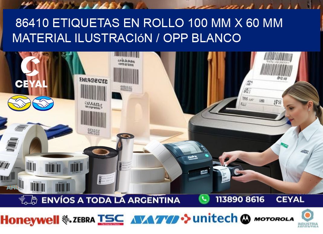86410 Etiquetas en rollo 100 mm x 60 mm material Ilustración / OPP Blanco
