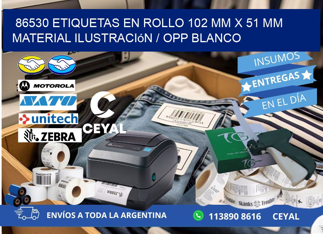 86530 Etiquetas en rollo 102 mm x 51 mm material Ilustración / OPP Blanco