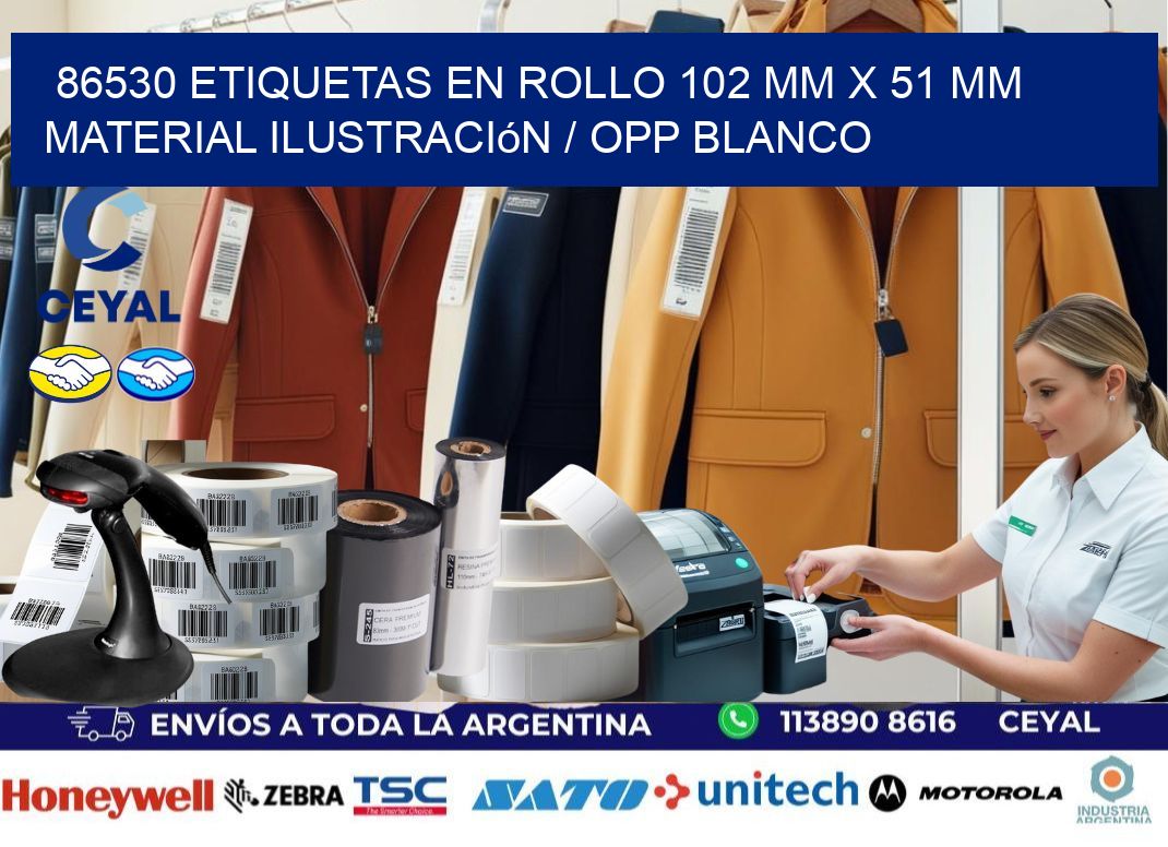 86530 Etiquetas en rollo 102 mm x 51 mm material Ilustración / OPP Blanco
