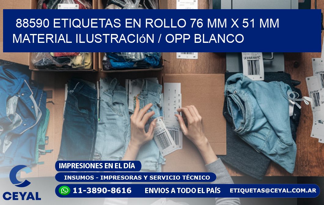 88590 Etiquetas en rollo 76 mm x 51 mm material Ilustración / OPP Blanco
