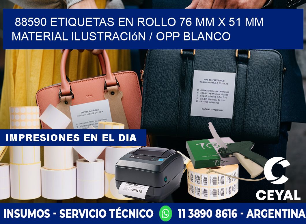 88590 Etiquetas en rollo 76 mm x 51 mm material Ilustración / OPP Blanco