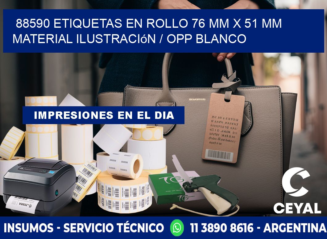 88590 Etiquetas en rollo 76 mm x 51 mm material Ilustración / OPP Blanco