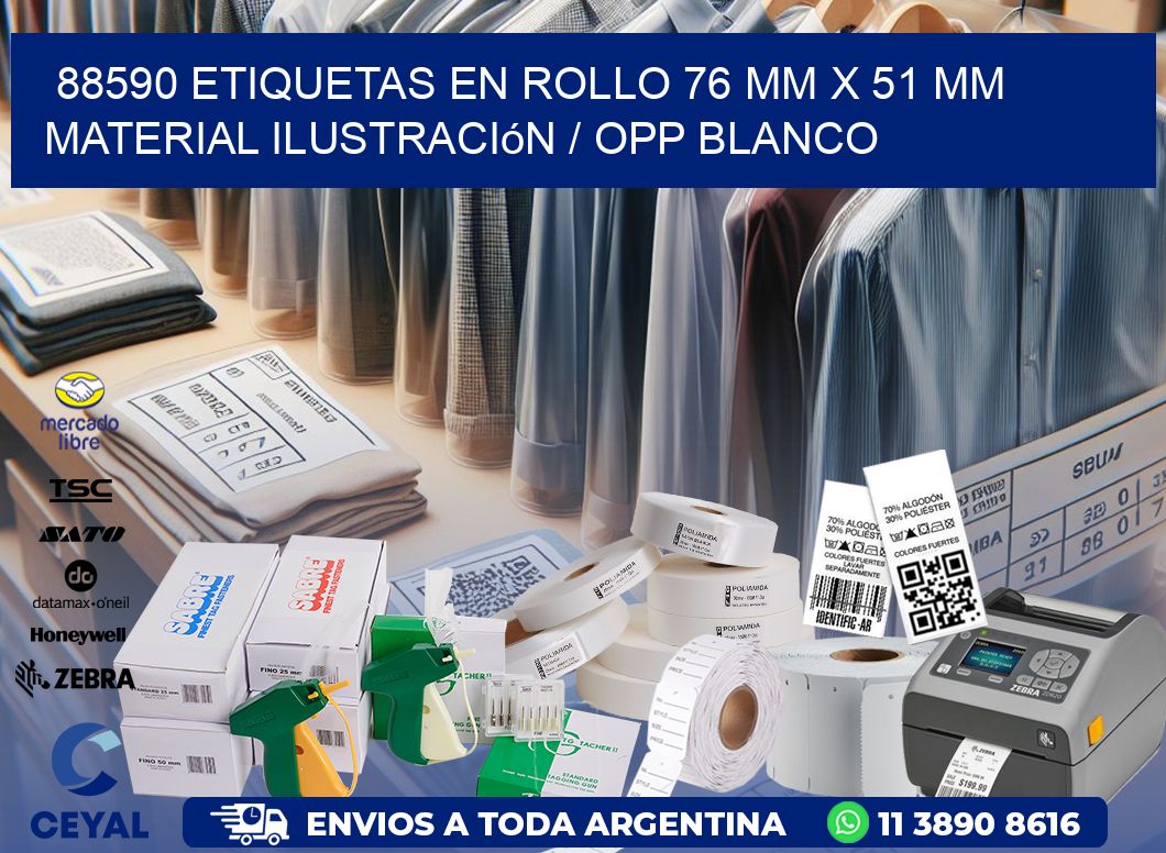 88590 Etiquetas en rollo 76 mm x 51 mm material Ilustración / OPP Blanco