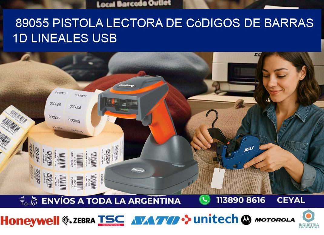 89055 Pistola Lectora De Códigos De Barras 1d Lineales Usb