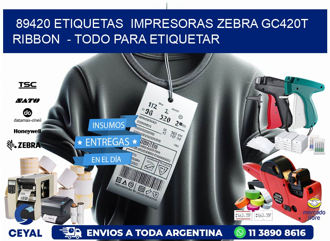 89420 etiquetas  impresoras zebra gc420t ribbon  – Todo para Etiquetar