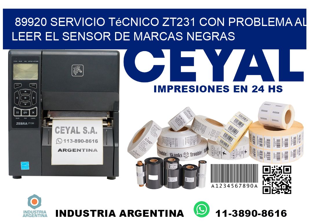 89920 servicio técnico zt231 con problema al leer el sensor de marcas negras