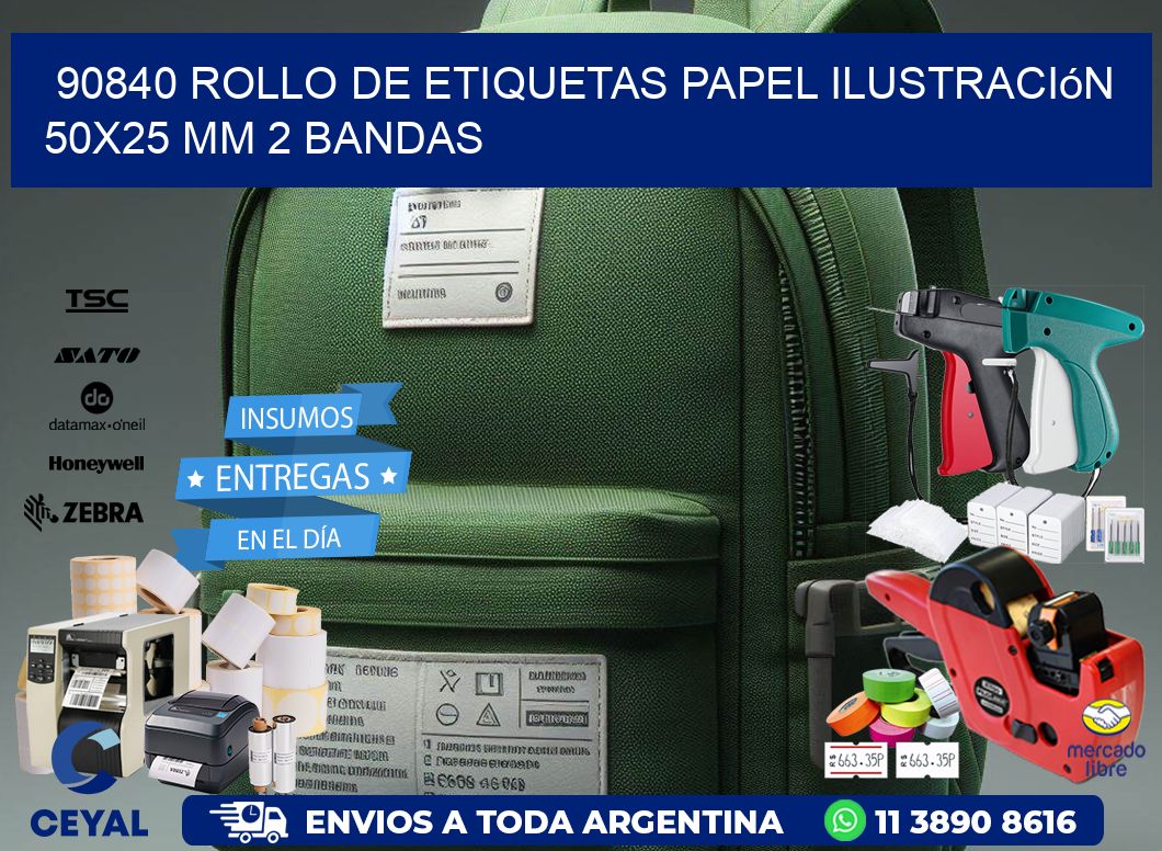 90840 Rollo de Etiquetas Papel Ilustración 50×25 Mm 2 Bandas