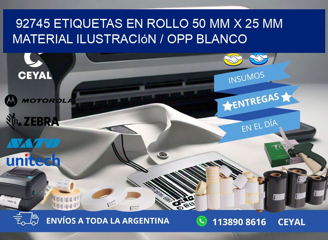 92745 Etiquetas en rollo 50 mm x 25 mm material Ilustración / OPP Blanco