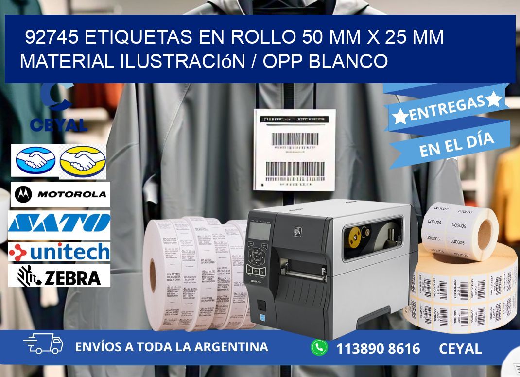 92745 Etiquetas en rollo 50 mm x 25 mm material Ilustración / OPP Blanco