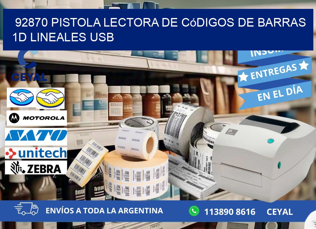 92870 Pistola Lectora De Códigos De Barras 1d Lineales Usb
