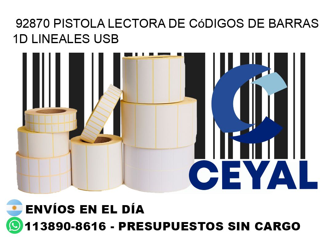 92870 Pistola Lectora De Códigos De Barras 1d Lineales Usb