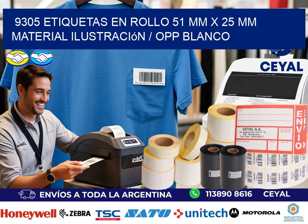9305 Etiquetas en rollo 51 mm x 25 mm material Ilustración / OPP Blanco
