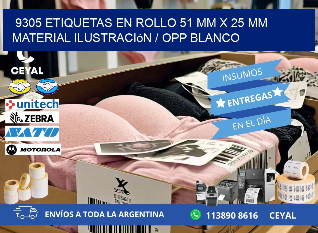 9305 Etiquetas en rollo 51 mm x 25 mm material Ilustración / OPP Blanco
