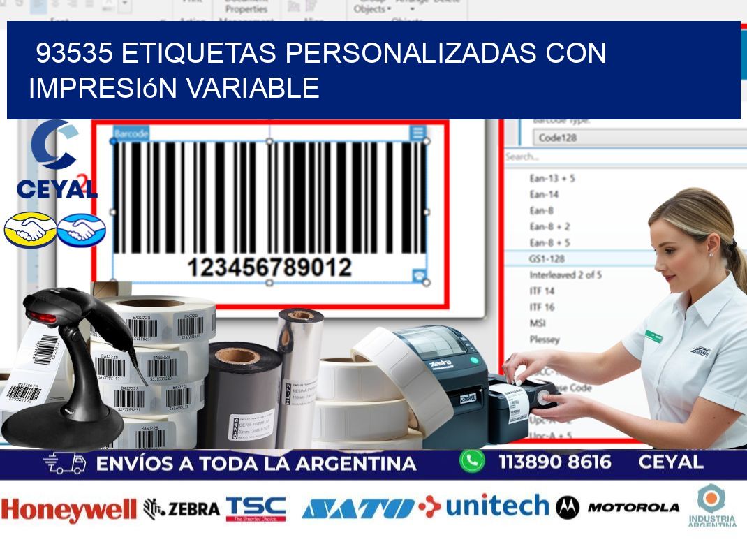 93535 etiquetas personalizadas con impresión variable