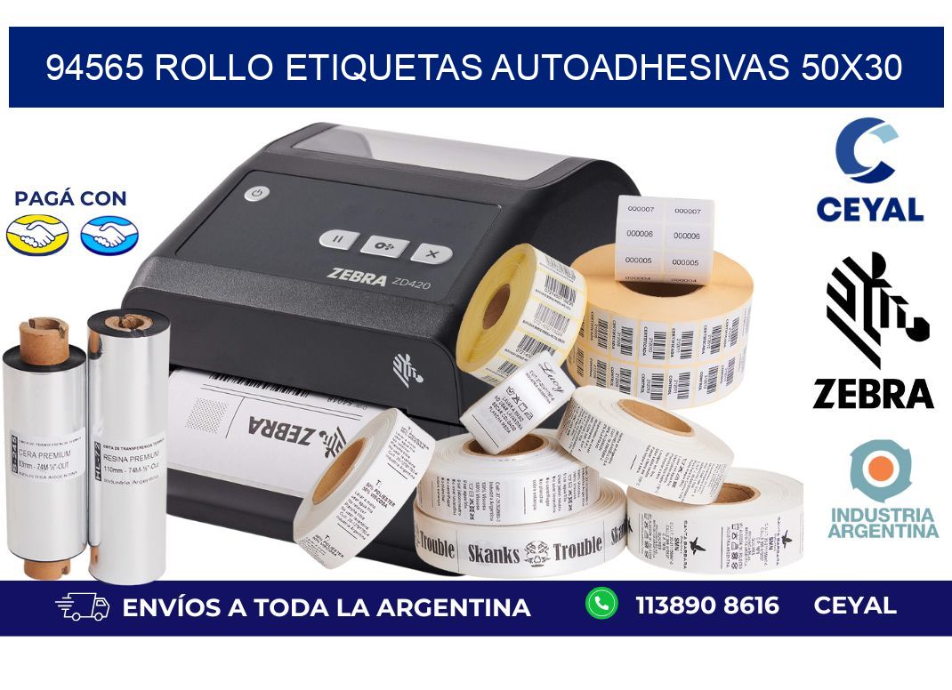 94565 Rollo Etiquetas autoadhesivas 50x30