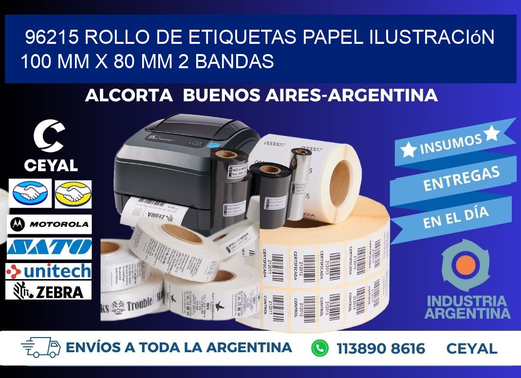 96215 Rollo de Etiquetas Papel Ilustración 100 mm x 80 mm 2 Bandas