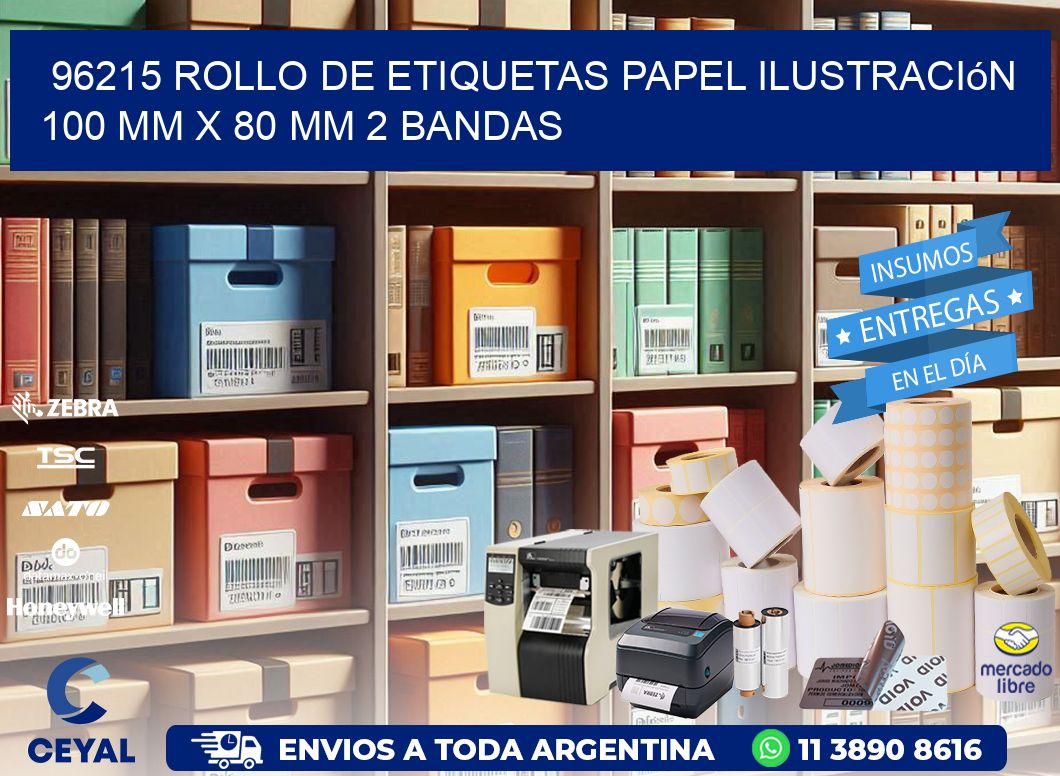 96215 Rollo de Etiquetas Papel Ilustración 100 mm x 80 mm 2 Bandas
