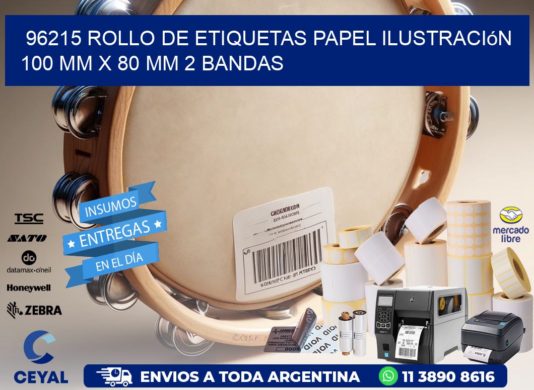 96215 Rollo de Etiquetas Papel Ilustración 100 mm x 80 mm 2 Bandas