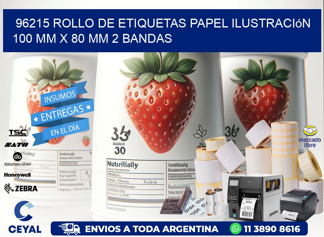 96215 Rollo de Etiquetas Papel Ilustración 100 mm x 80 mm 2 Bandas