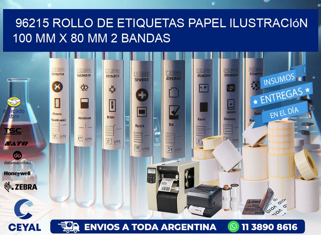96215 Rollo de Etiquetas Papel Ilustración 100 mm x 80 mm 2 Bandas