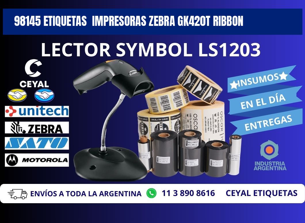 98145 Etiquetas impresoras zebra gk420t ribbon