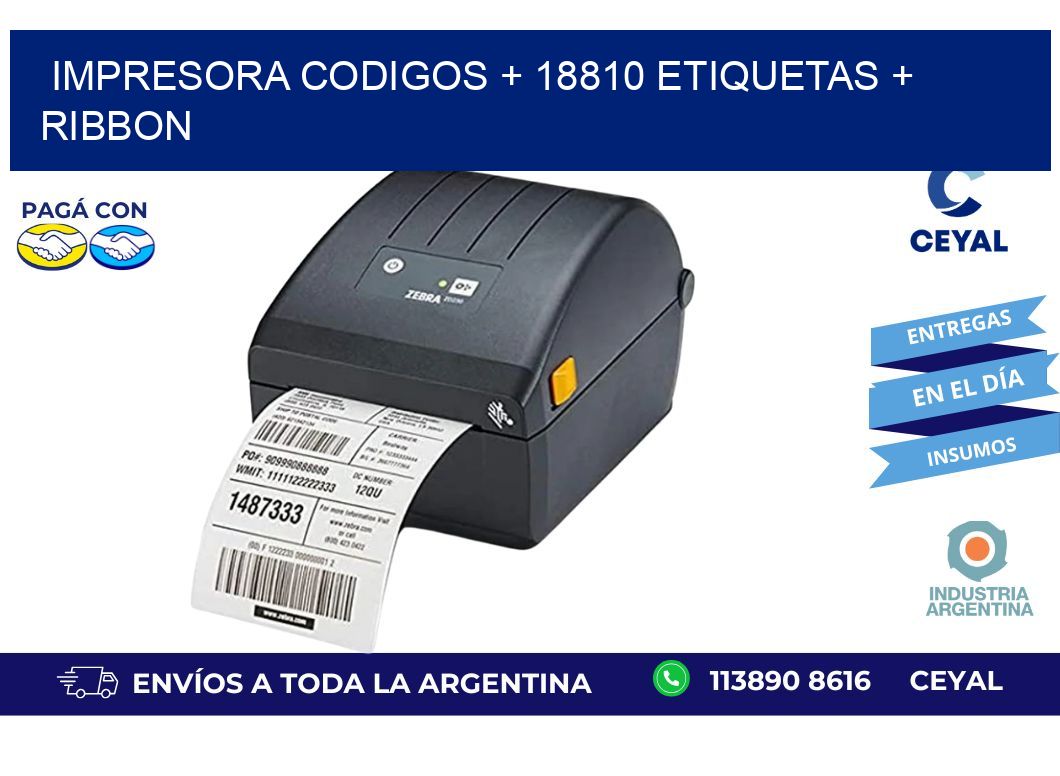impresora codigos + 18810 etiquetas + ribbon