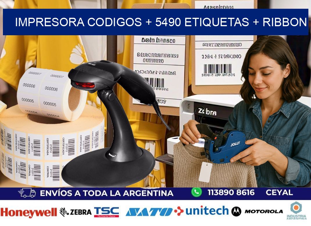 impresora codigos + 5490 etiquetas + ribbon