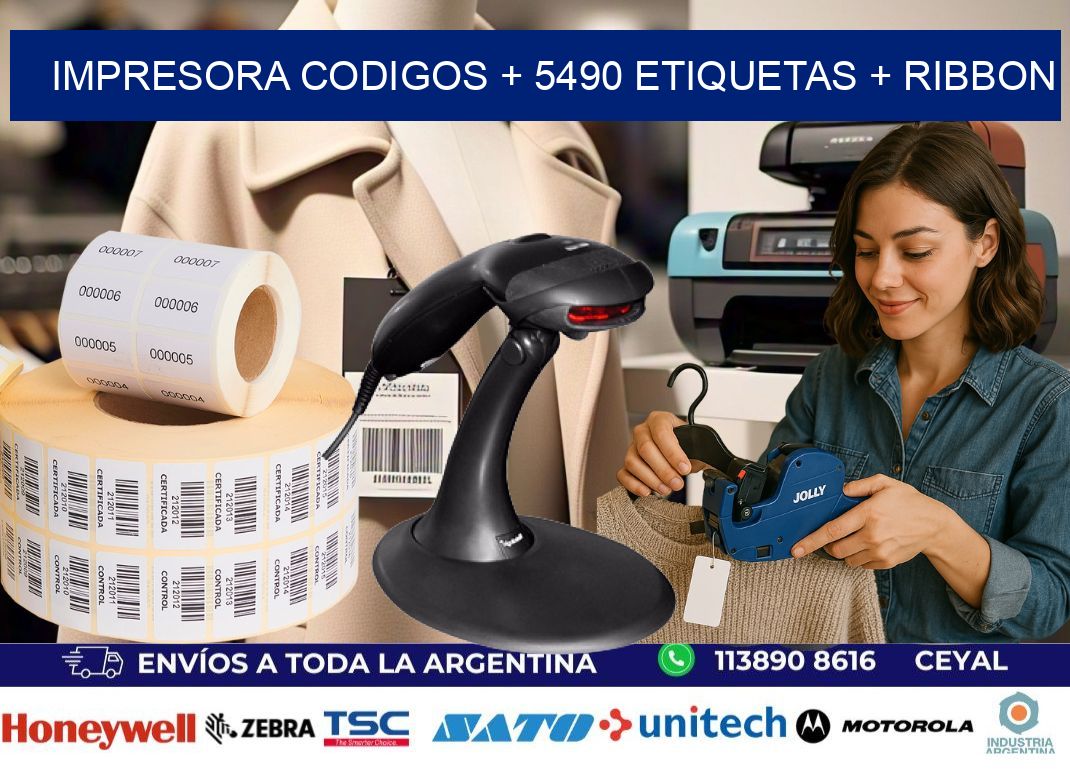 impresora codigos + 5490 etiquetas + ribbon