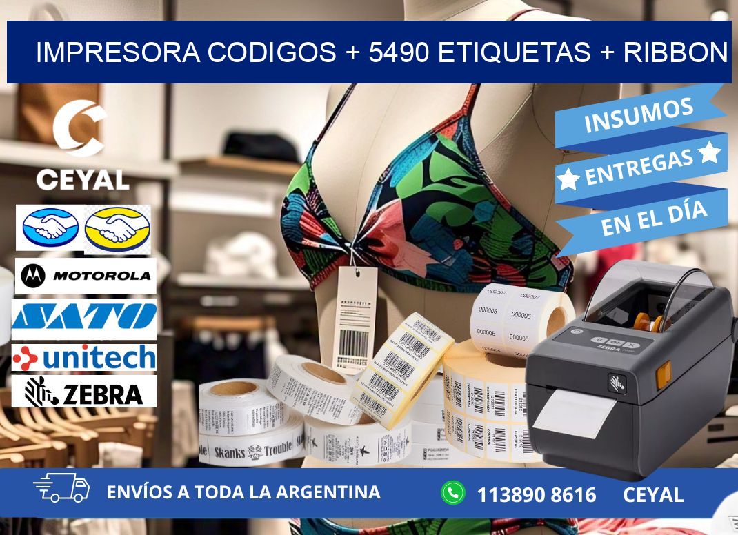 impresora codigos + 5490 etiquetas + ribbon
