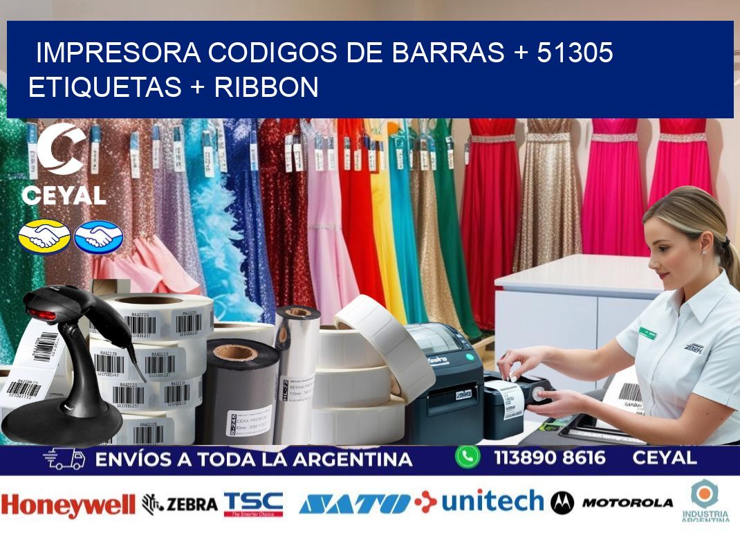 impresora codigos de barras + 51305 etiquetas + ribbon